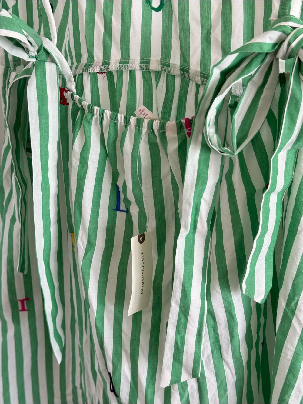 Anthropologie LyreBird Embroidered Stripe Dress - Picture 8 of 8